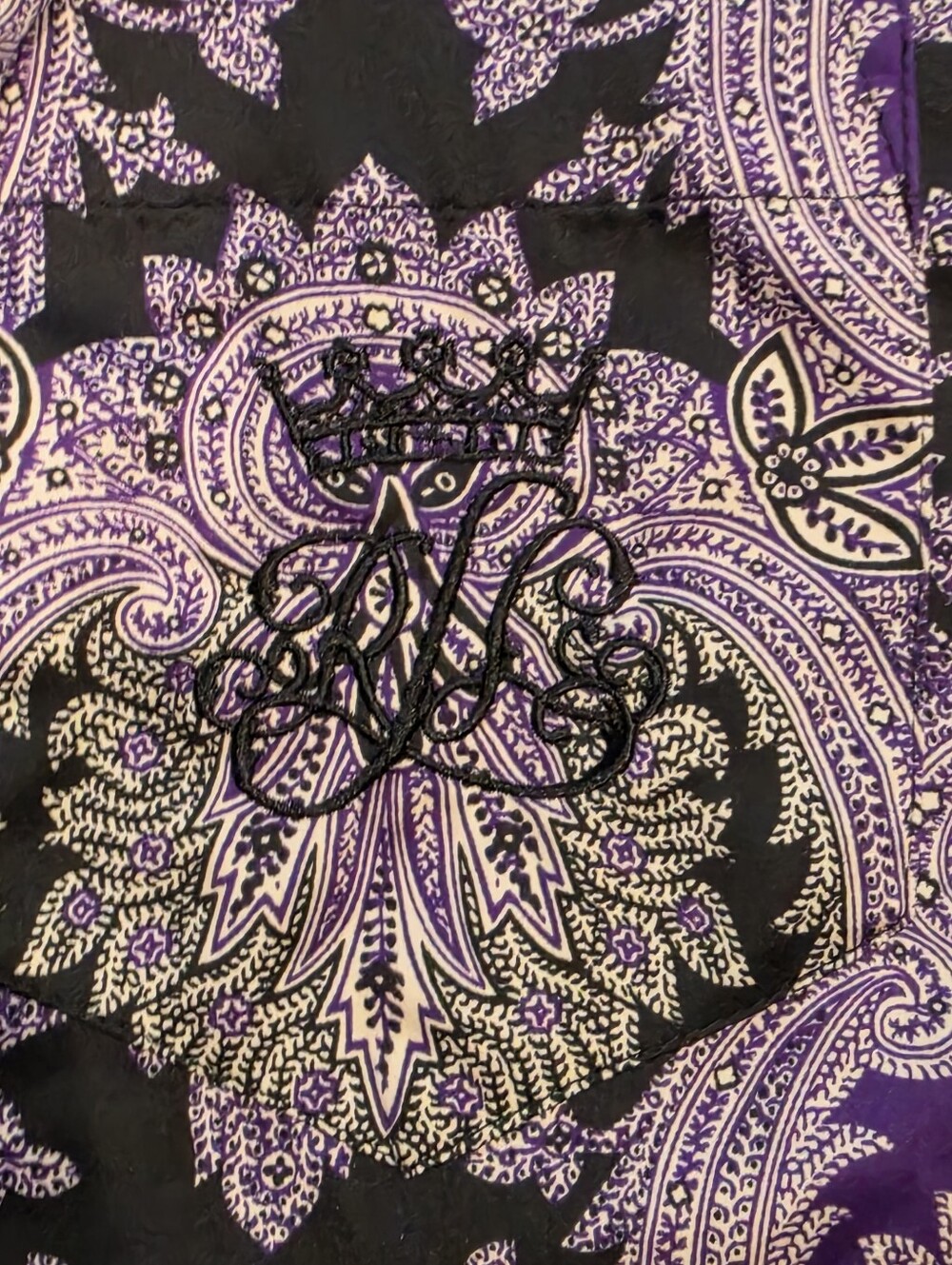Lauren Ralph Lauren Purple Paisley Pajama Set XL Button Down Pants Sleepwear - Picture 4 of 7